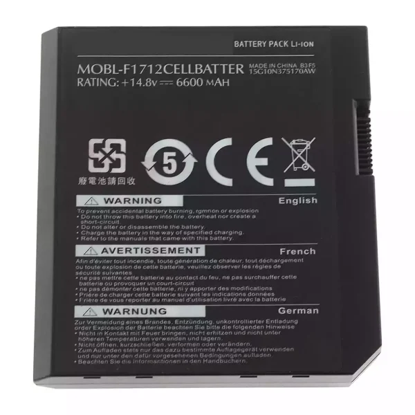 Batería para laptop DELL Alienware M17x L062056 MOBL-F1712CELL