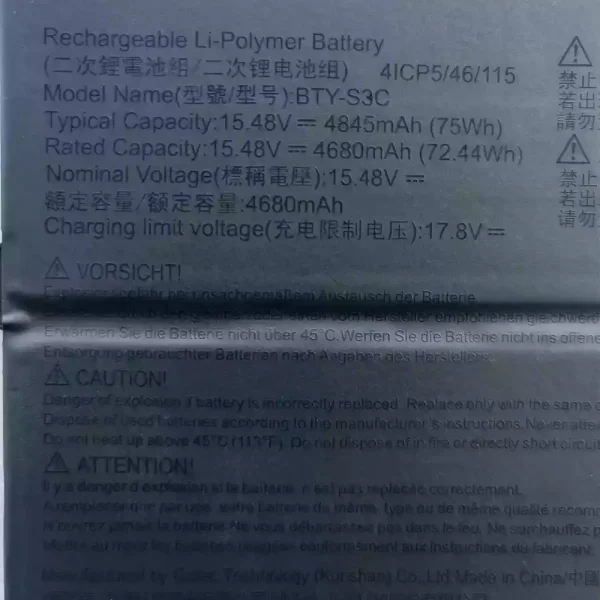 Batería para laptop MSI BTY-S3C - Image 3