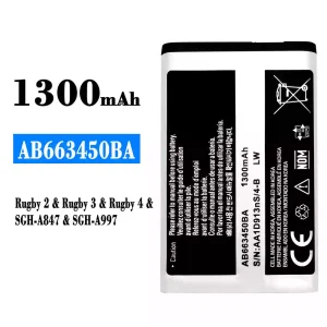 Batería telefono celular AB663450BA para Samsung Rugby 2/Rugby 3/Rugby 4