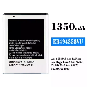 Batería telefono celular EB494358VU para Samsung Ace S5830