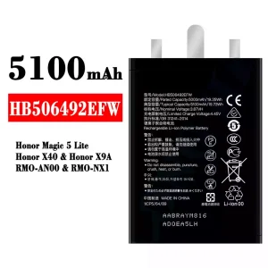 Batería telefono celular HB506492EFW para HUAWEI Honor Magic 5 Lite / Honor X40 / Honor X9A