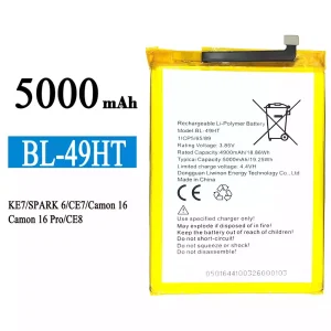 Batería telefono celular BL-49HT para Tecno KE7 / SPARK 6 / Camon 16 /Camon 16 Pro