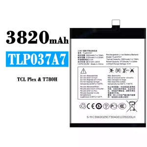 Batería telefono celular TLP037A7 para Alcatel TCL Plex/T780H