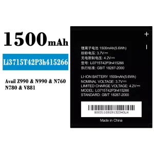 Batería telefono celular Li3715T42P3h415266 para ZTE Avail Z990/N990/N760/N780/V881
